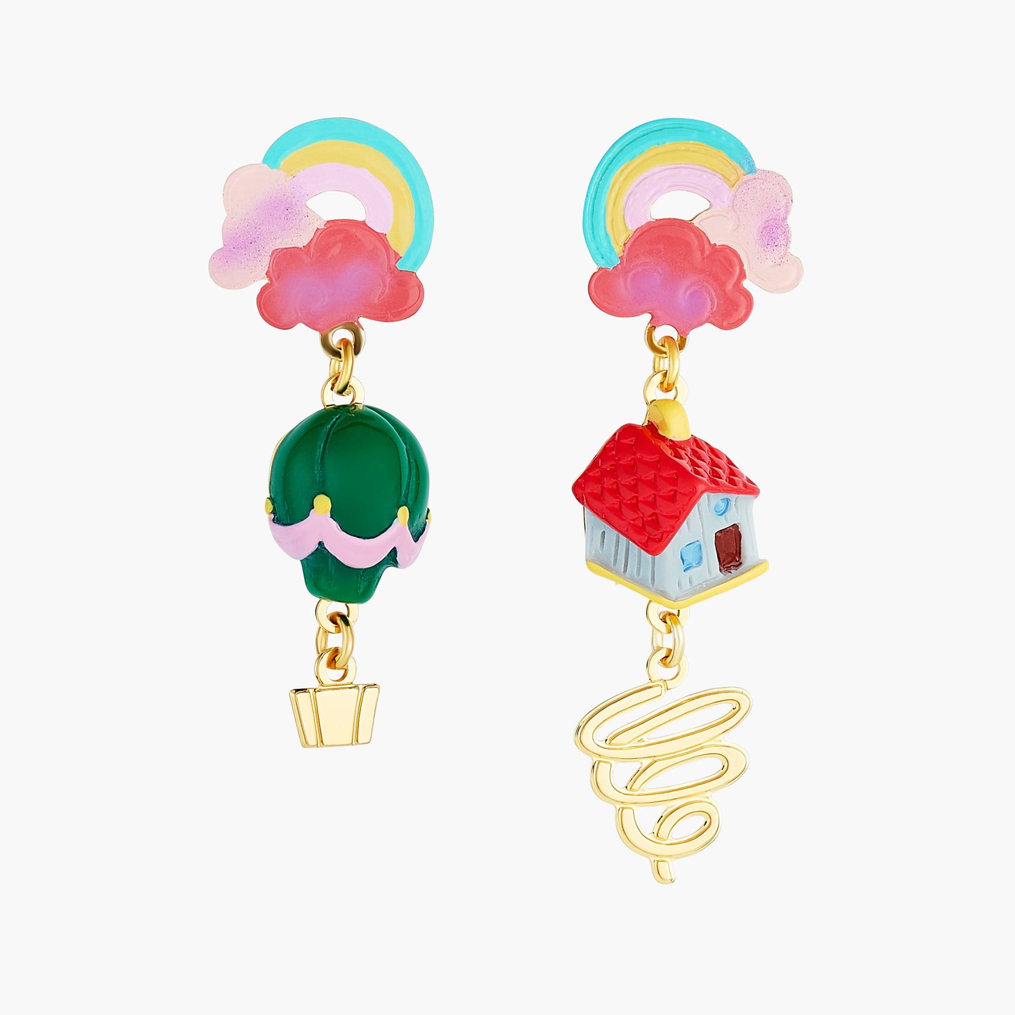 Theé Toto & Dorothy Rainbow House And Hot Air Balloon Earrings | anoz1041