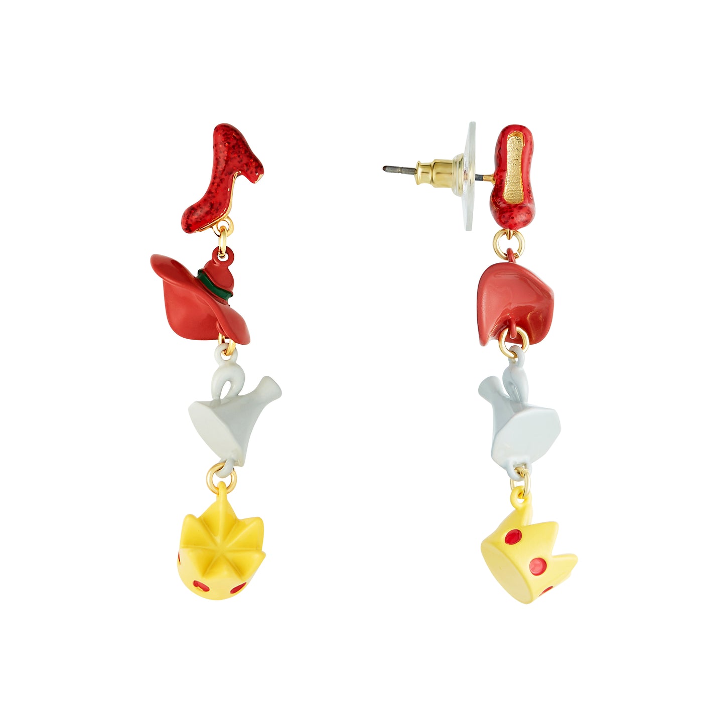 Theé Toto & Dorothy Shoe, Hat, Funnel And Crown Earrings