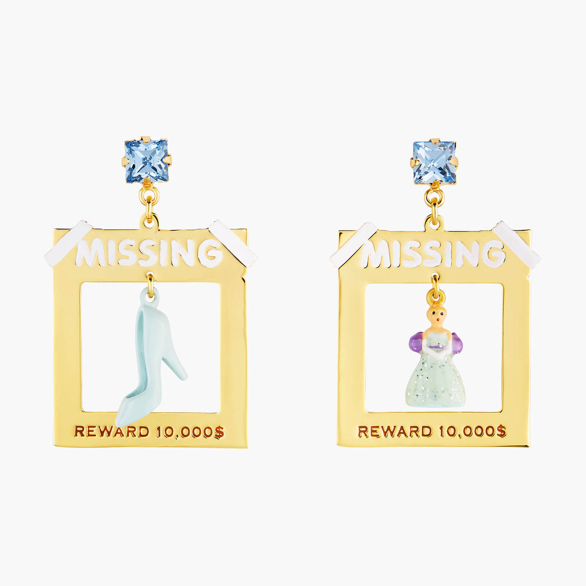 Cinderella, Slipper And Faceted Crystal Earrings | AOCE1121