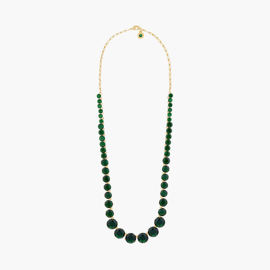 Emerald Green Round Stones Diamantine Luxurious Long Necklace | AOLD3511