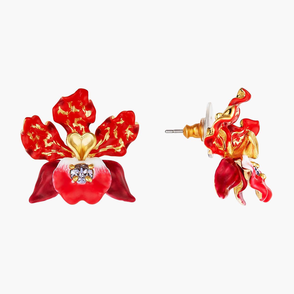 Exotic Orchids And Faceted Crystal Earrings | AOOC1081