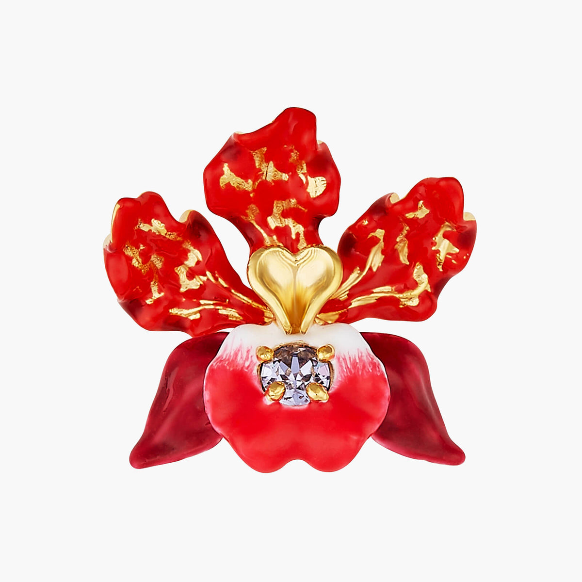 Exotic Orchids And Faceted Crystal Earrings | AOOC1081