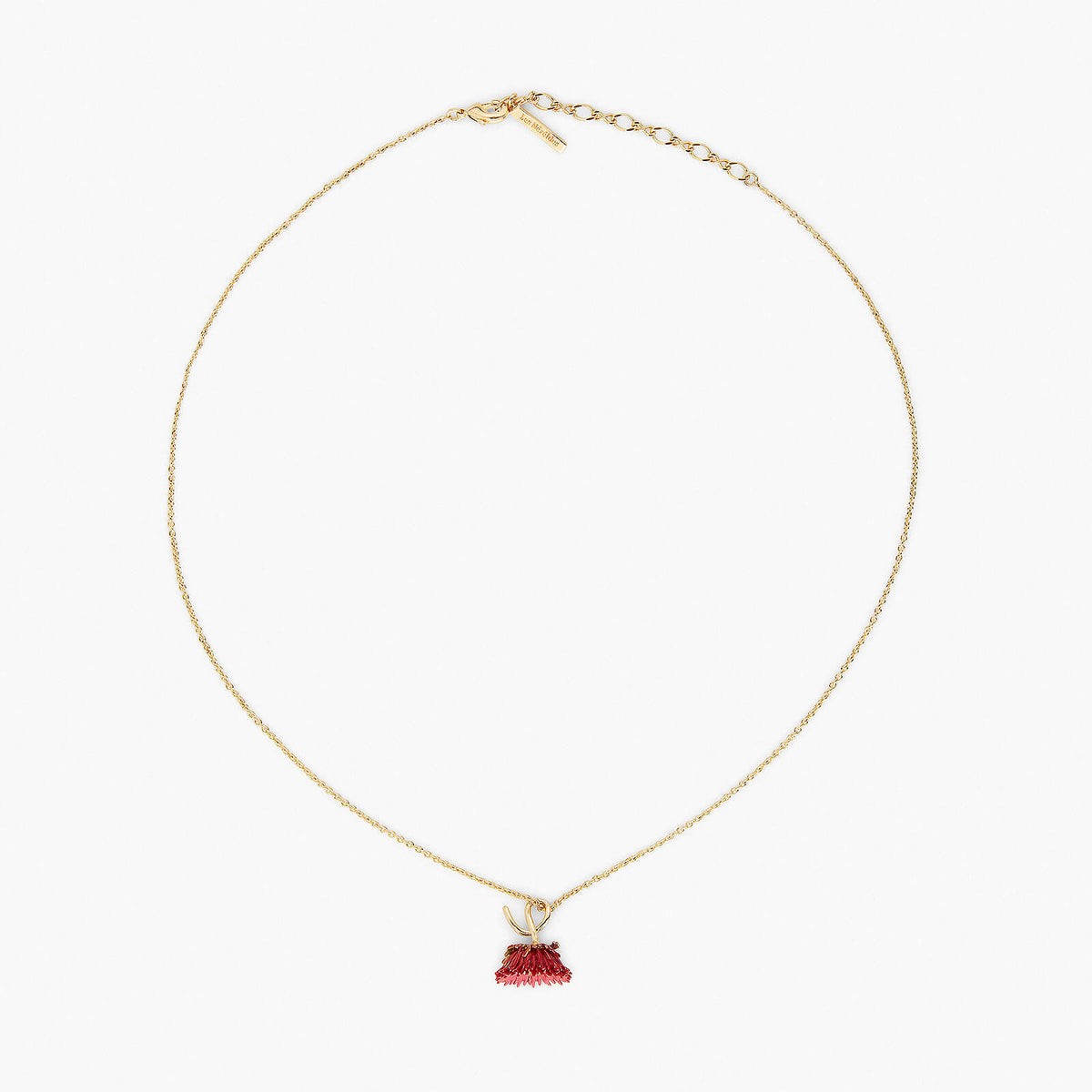 Red Flower And Cut Crystal Pendant Necklace | APCP3101