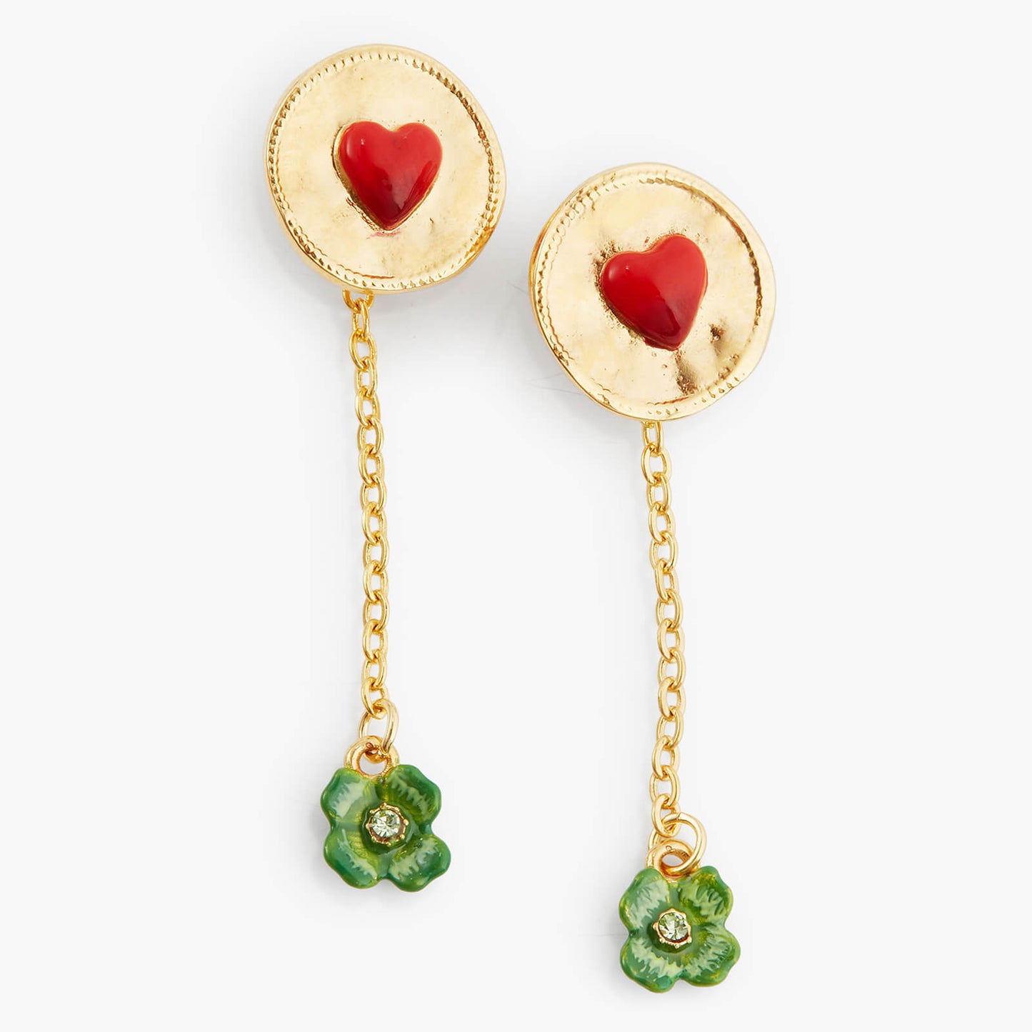 Clover And Heart Dangling Earrings | APLA1071
