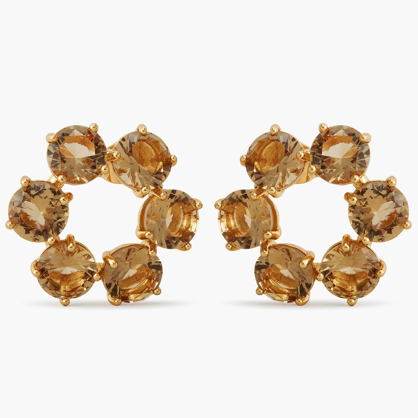 Golden Brown Diamantine 6 Stones Earrings | APLD1421