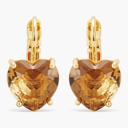Golden Brown Diamantine Heart Sleeper Earrings | APLD1451