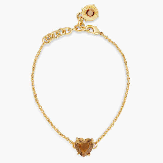 Golden Brown Diamantine Fine Heart Bracelet | APLD2531