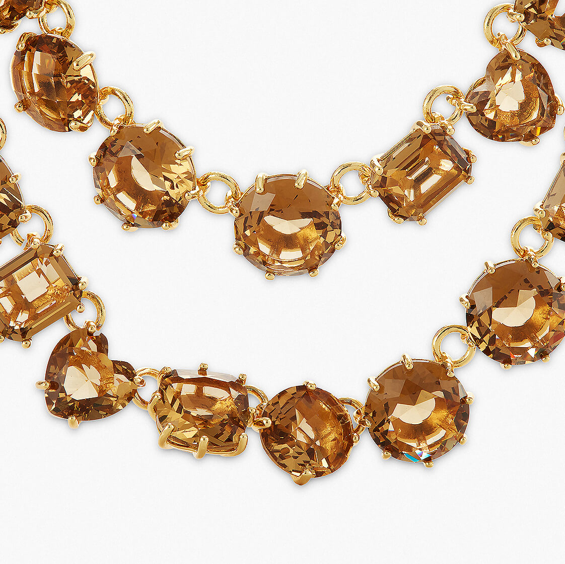 Golden Brown Diamantine Luxurious Two Row Necklace | APLD3551