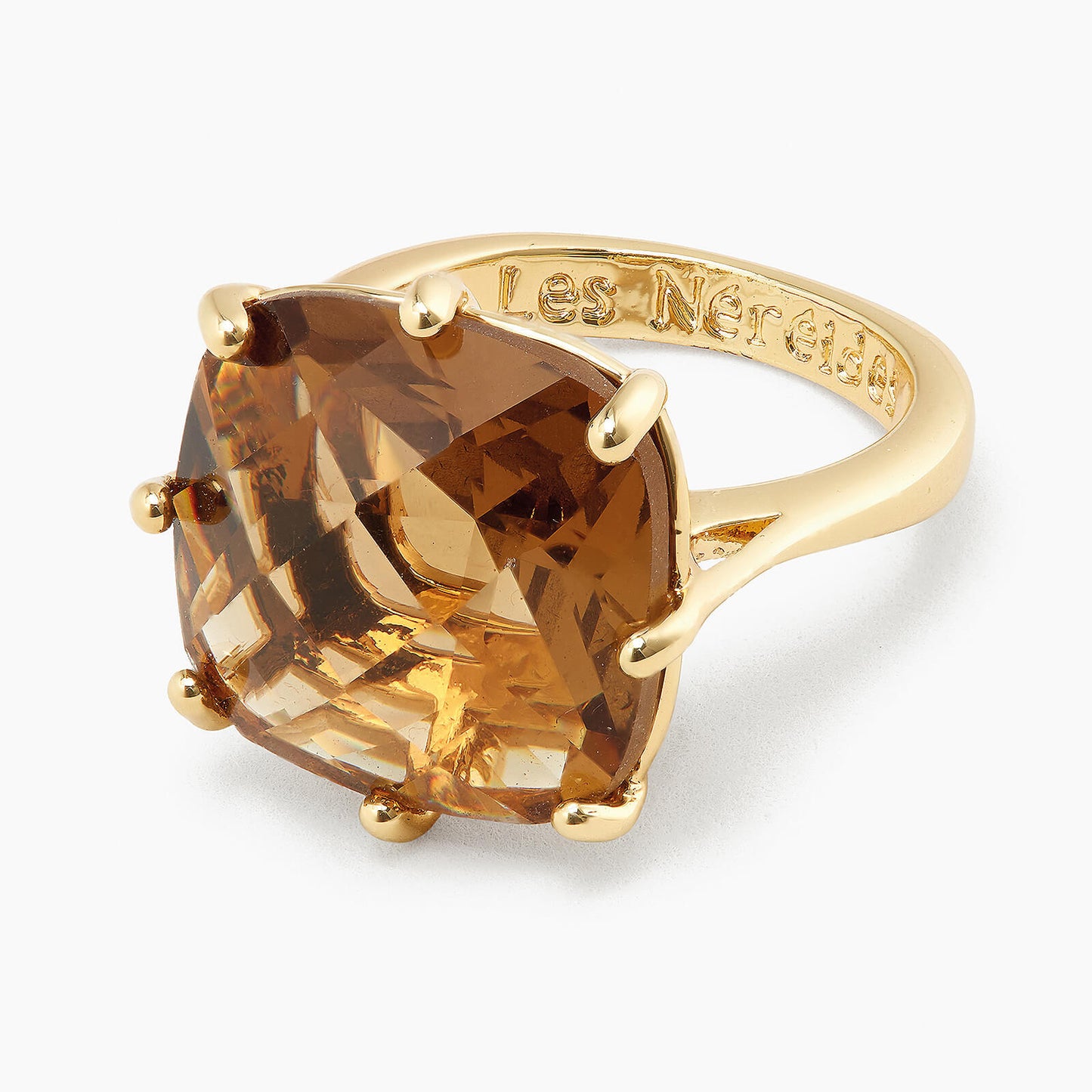 Golden Brown Diamantine Square Solitaire Ring | APLD6021