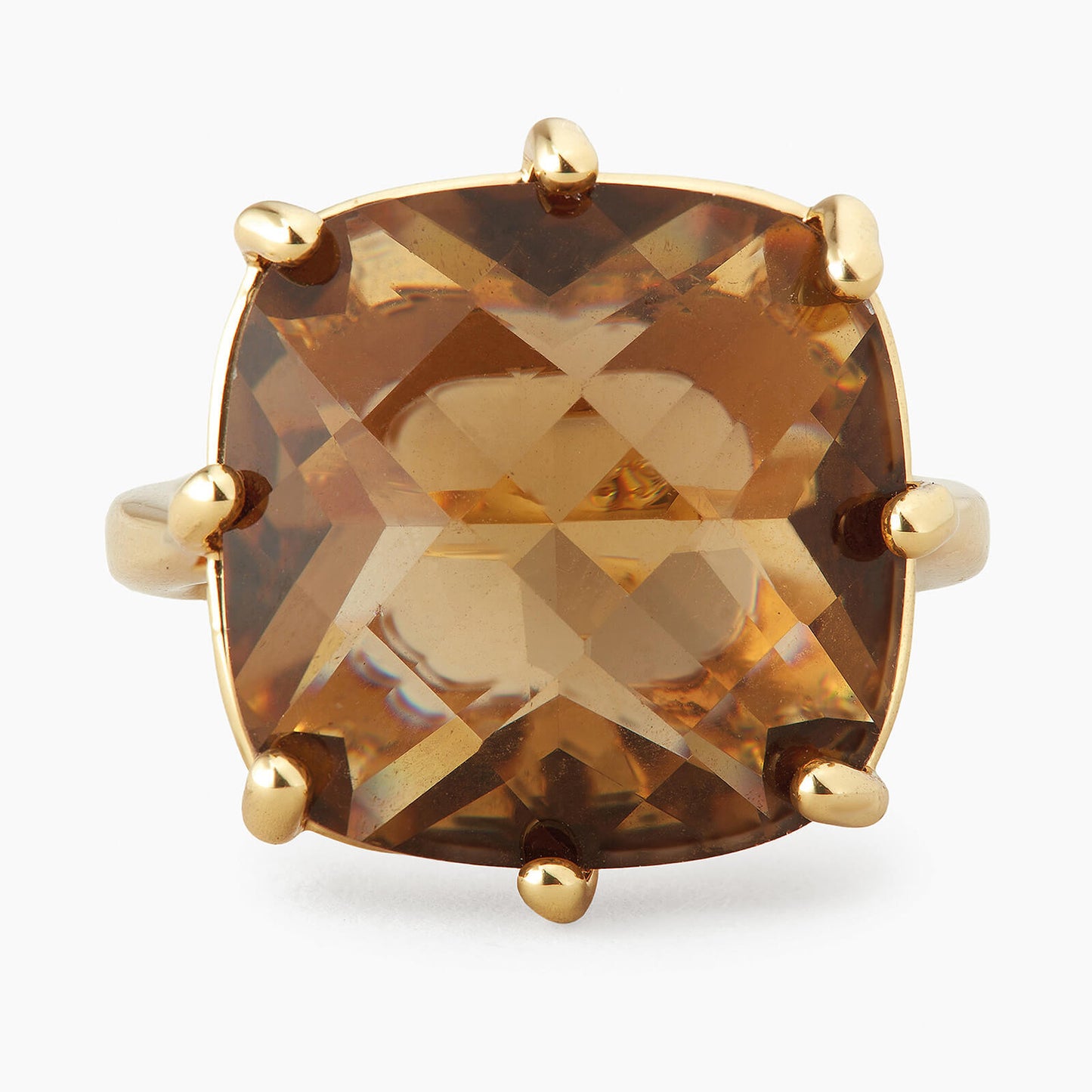 Golden Brown Diamantine Square Solitaire Ring | APLD6021