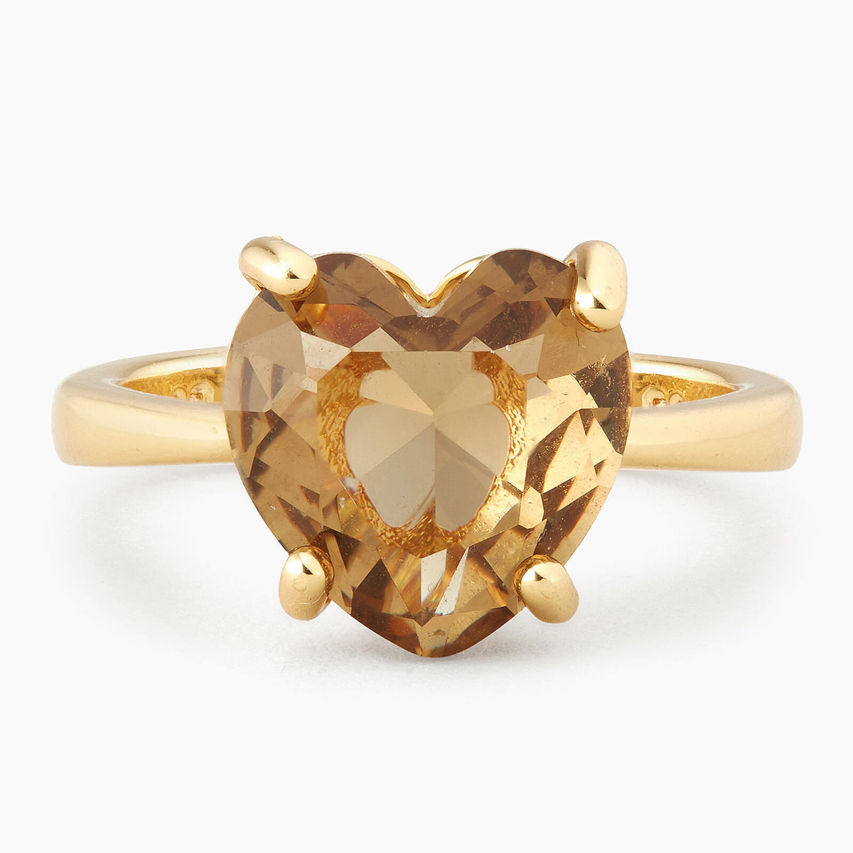 Golden Brown Diamantine Heart Solitaire Ring | APLD6171