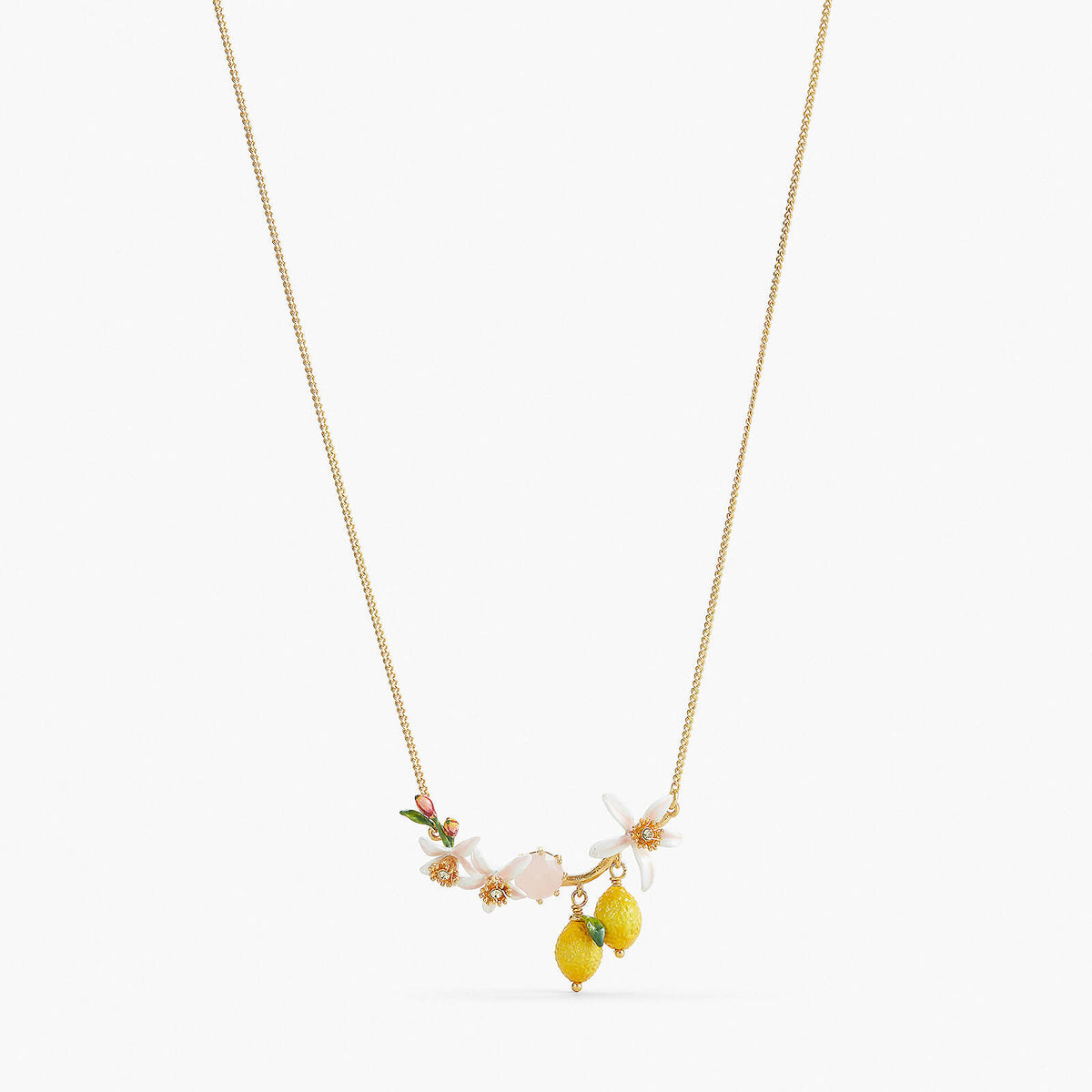 Lemons, Flower Buds And Lemon Blossom Statement Necklace | APMI3011