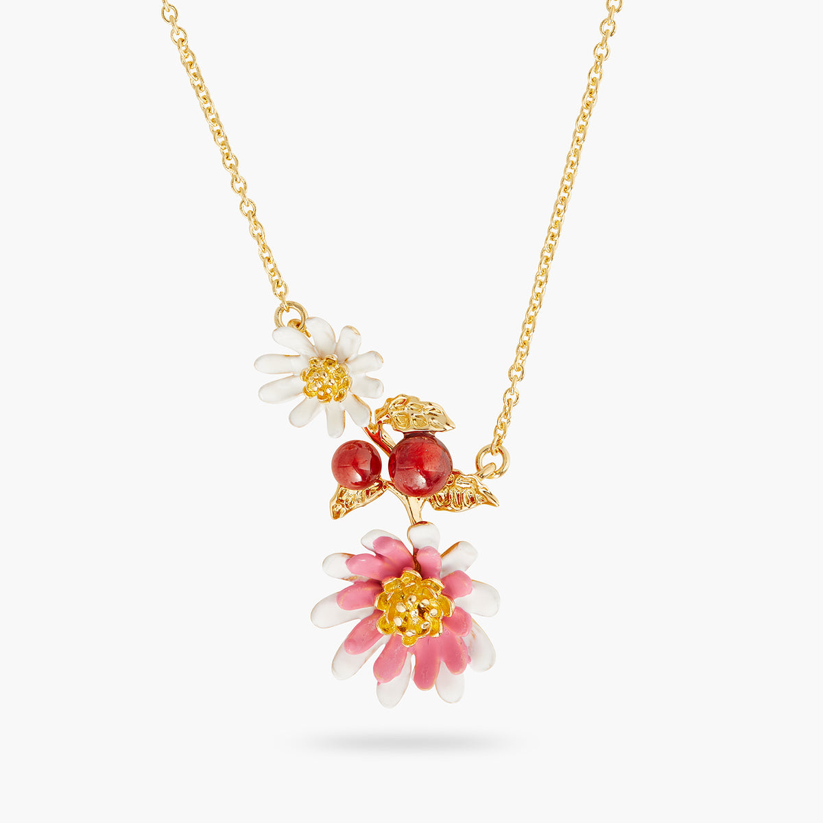 Pink And White Anemone Thin Necklace | AQHC3021