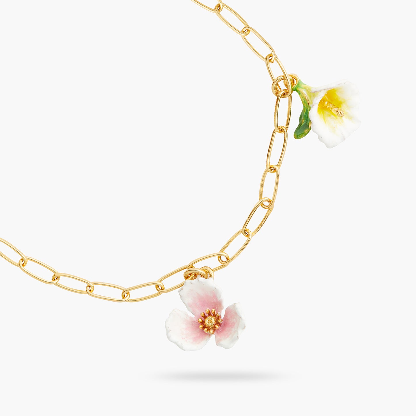 Gold-Plated Links And Flower Pendant Bracelet | AQJF2021