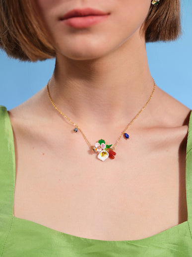 Calla, Reeds And Green Stone Statement Necklace | AQJF3021