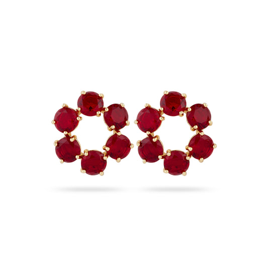 Garnet Red Diamantine 6 Stone Earrings | AQLD1421