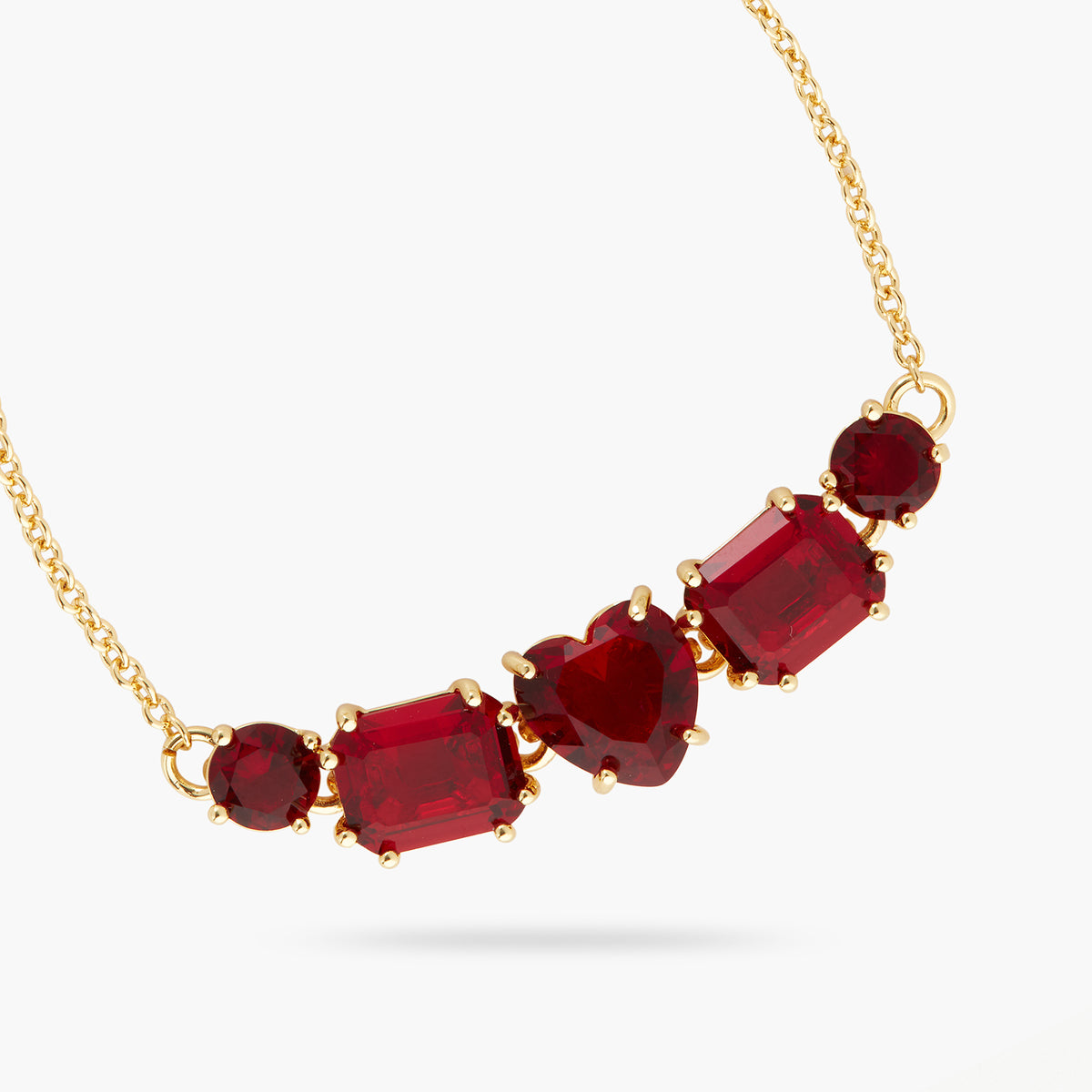 Garnet Red Diamantine 5 Stone Fine Bracelet | AQLD2141