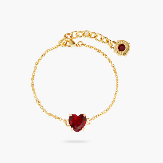 Garnet Red Diamantine Heart Fine Bracelet | AQLD2531