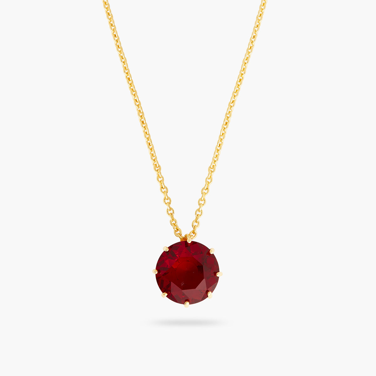 Garnet Red Diamantine Round Stone Long Necklace | AQLD3331