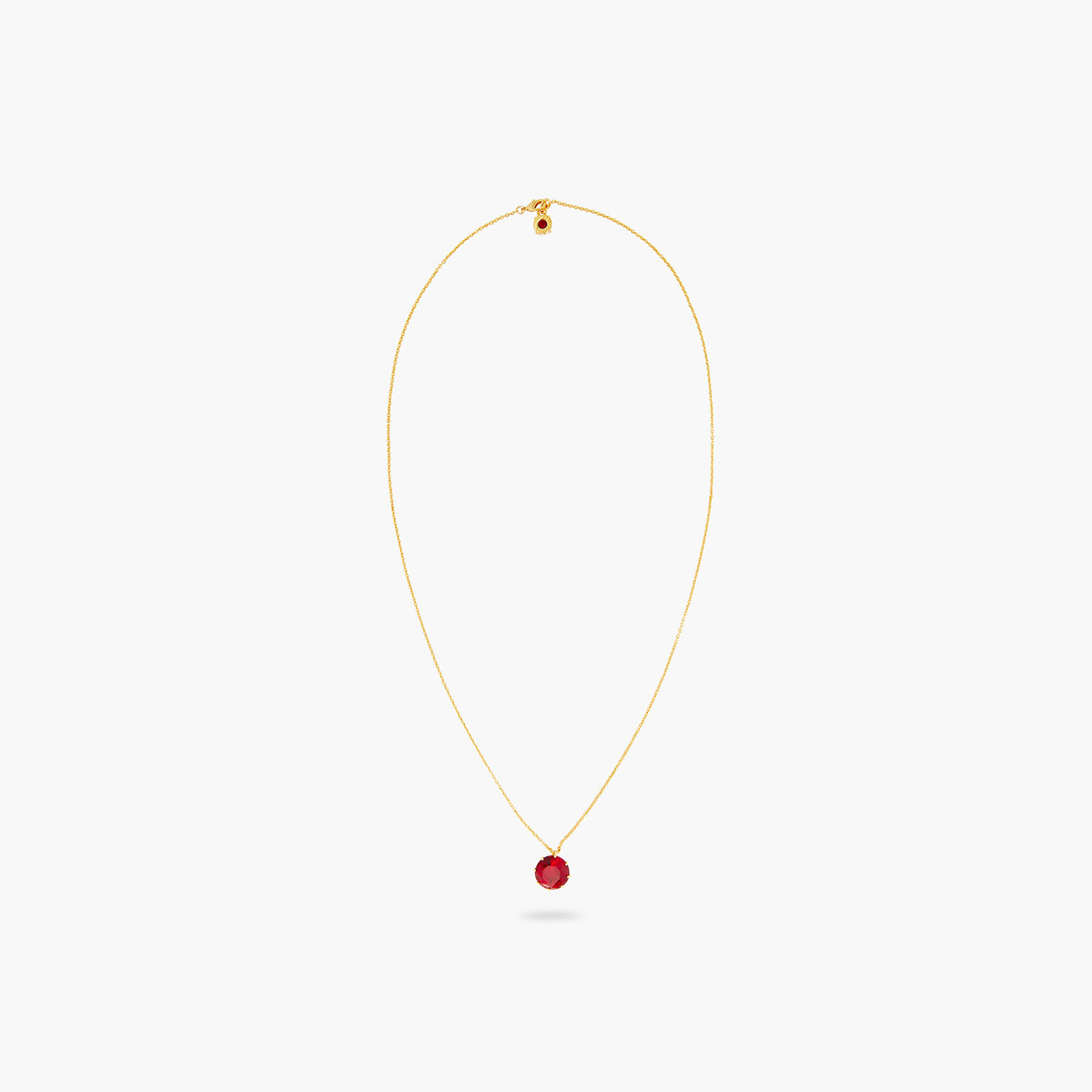 Garnet Red Diamantine Round Stone Long Necklace | AQLD3331