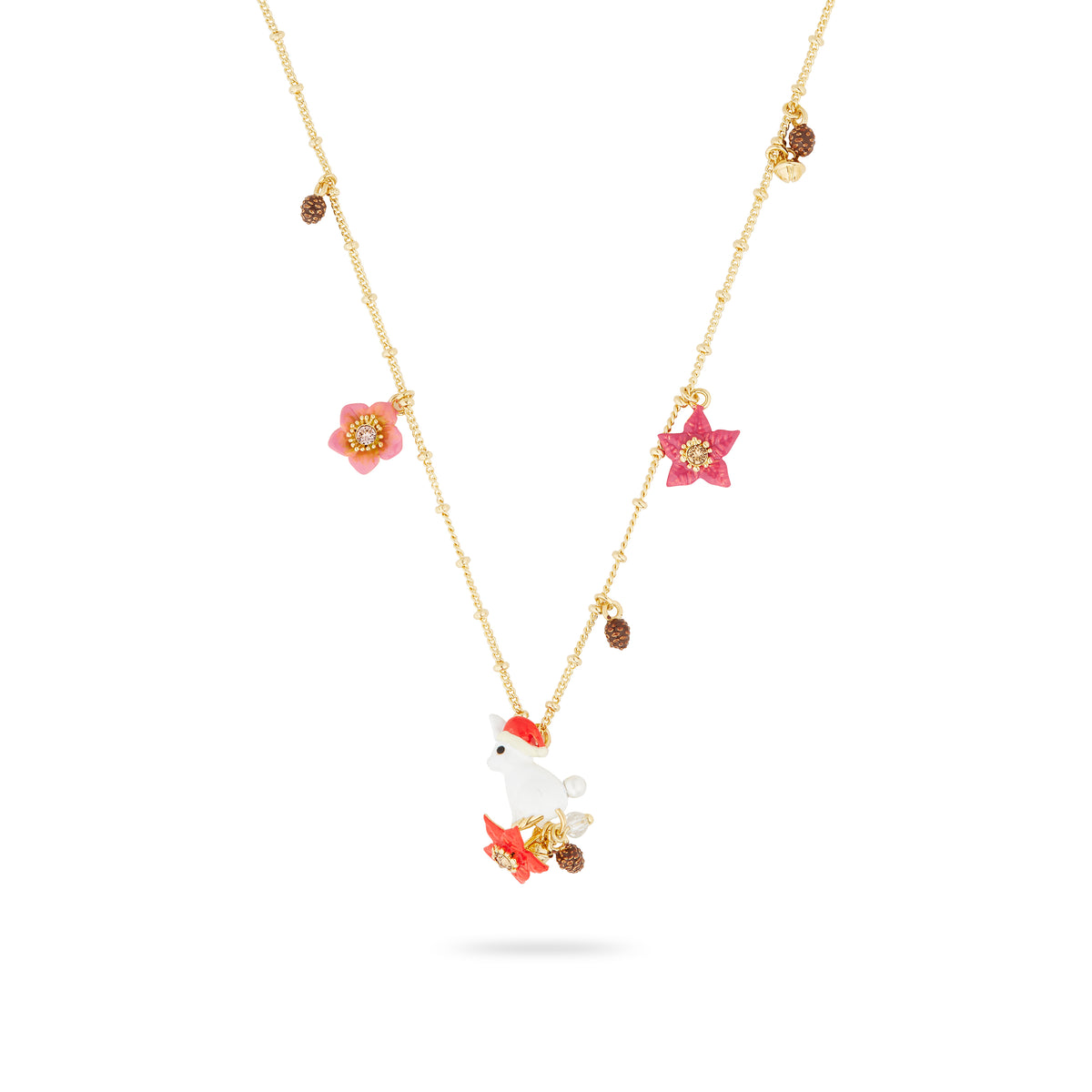 Rabbit, Christmas Star And Pine Cone Pendant Necklace | AQNE3031