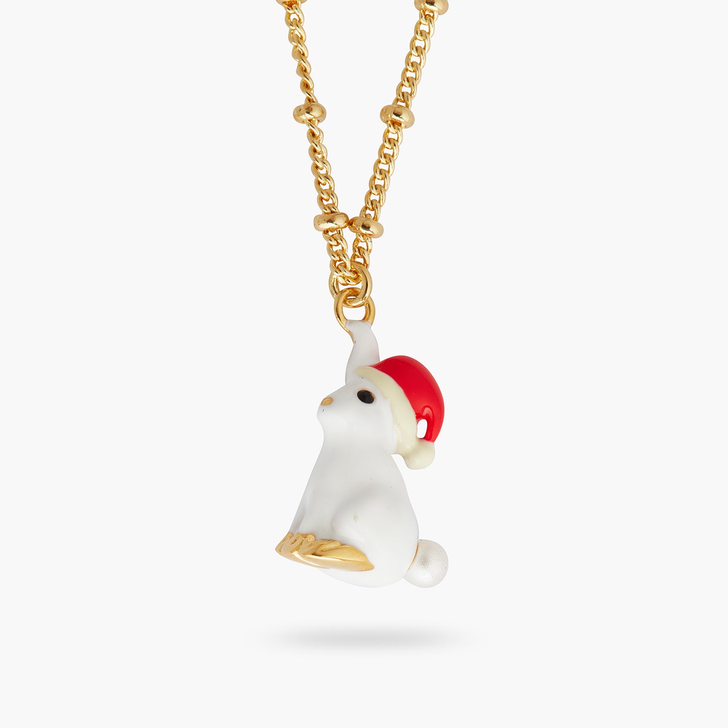 Rabbit And Santa Hat Pendant Necklace