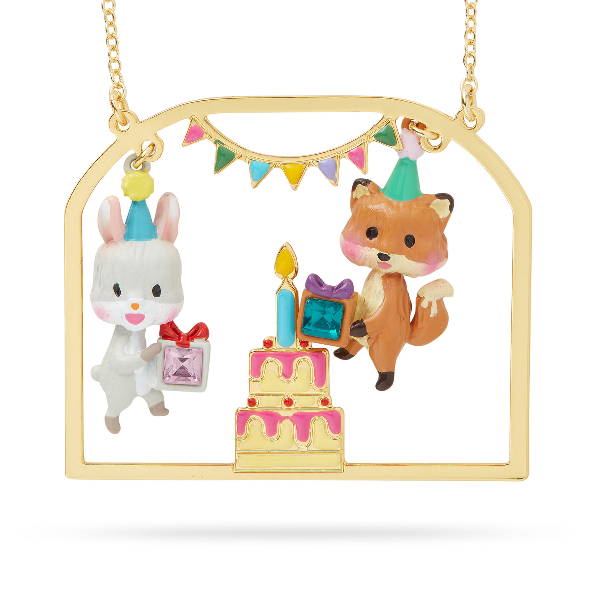 Rabbit And Fox Pendant Necklace | AQPP3081