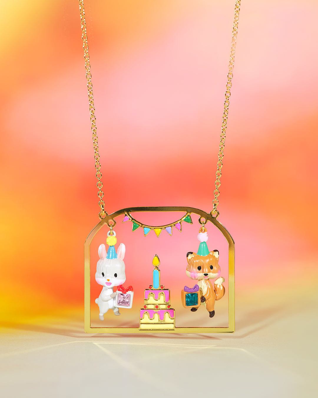 Rabbit And Fox Pendant Necklace | AQPP3081