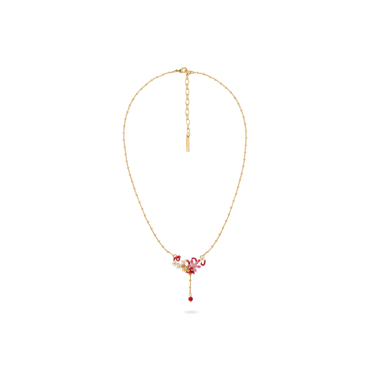 Vine Flowers And Pearl Pendant Statement Necklace | aqvt3021