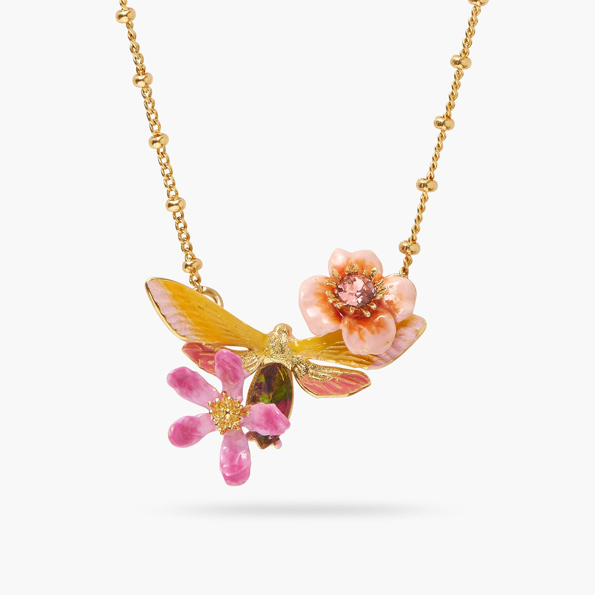Vine Butterfly And Flower Pendant Necklace | aqvt3041