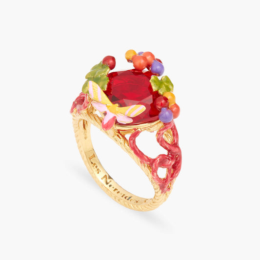 Garnet Red Stone And Grapes Cocktail Ring | AQVT6011