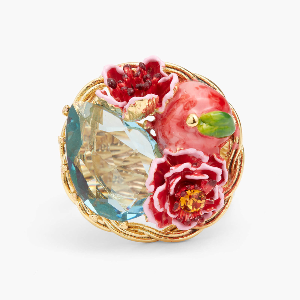 Peach And Peach Blossom Cocktail Ring | AQVT6031