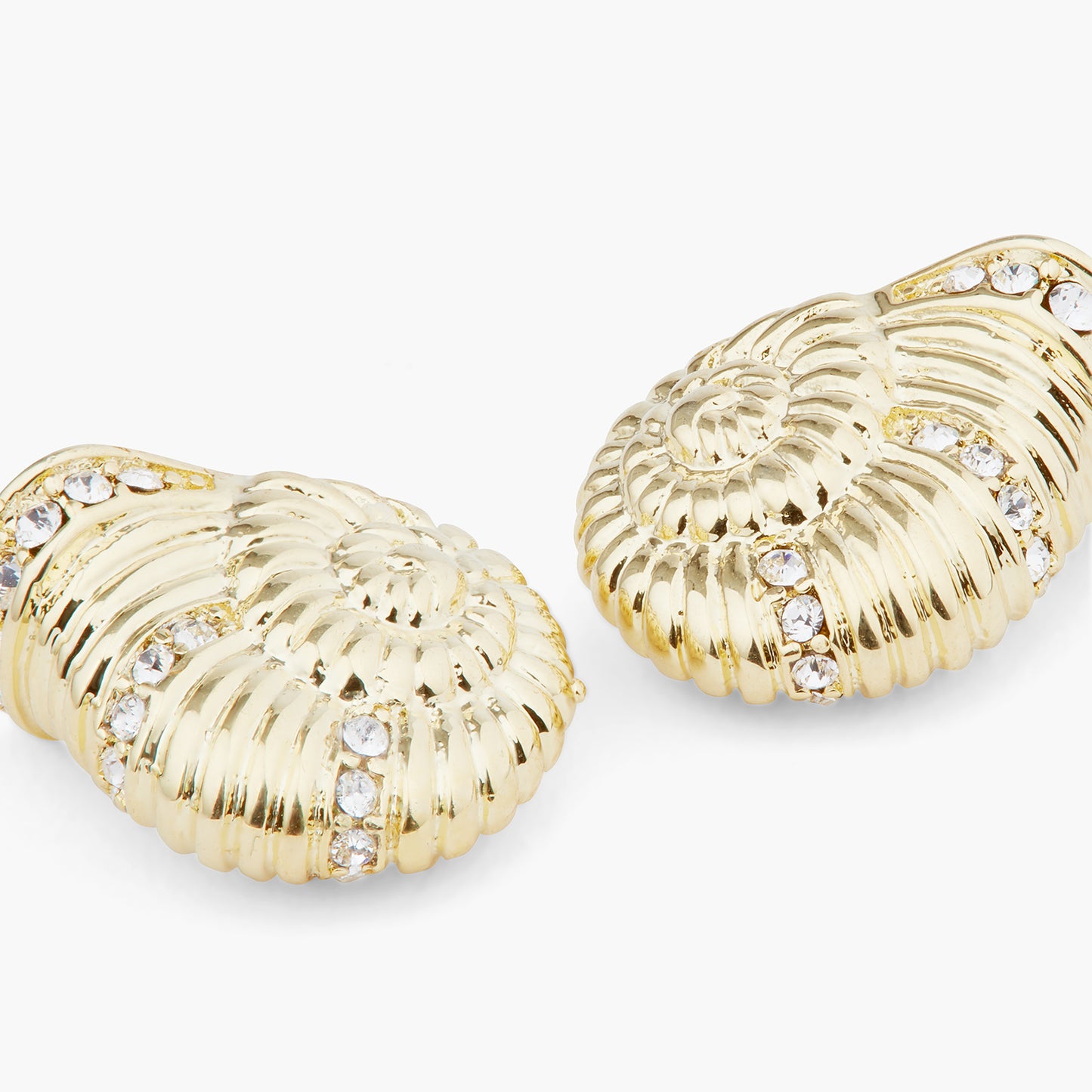 Golden Snail And Faceted Crystal Earrings