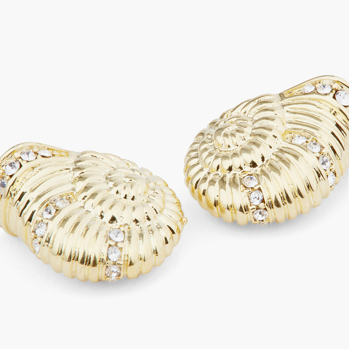 Golden Snail And Faceted Crystal Earrings | ARAM1031