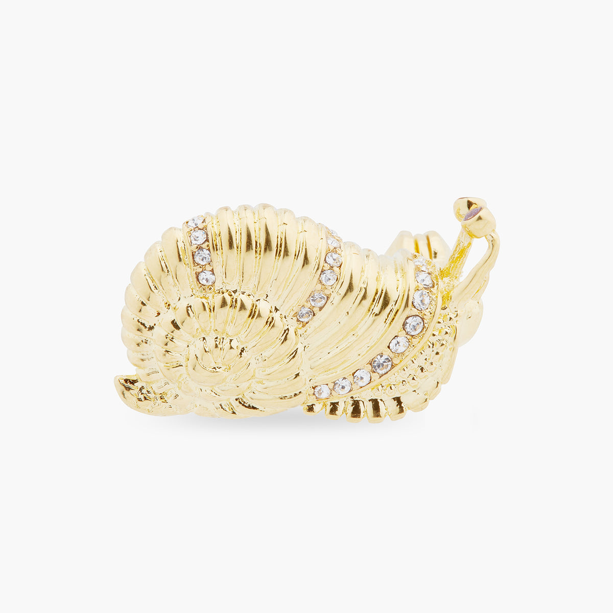 Golden Snail And Faceted Crystal Brooch | ARAM5011