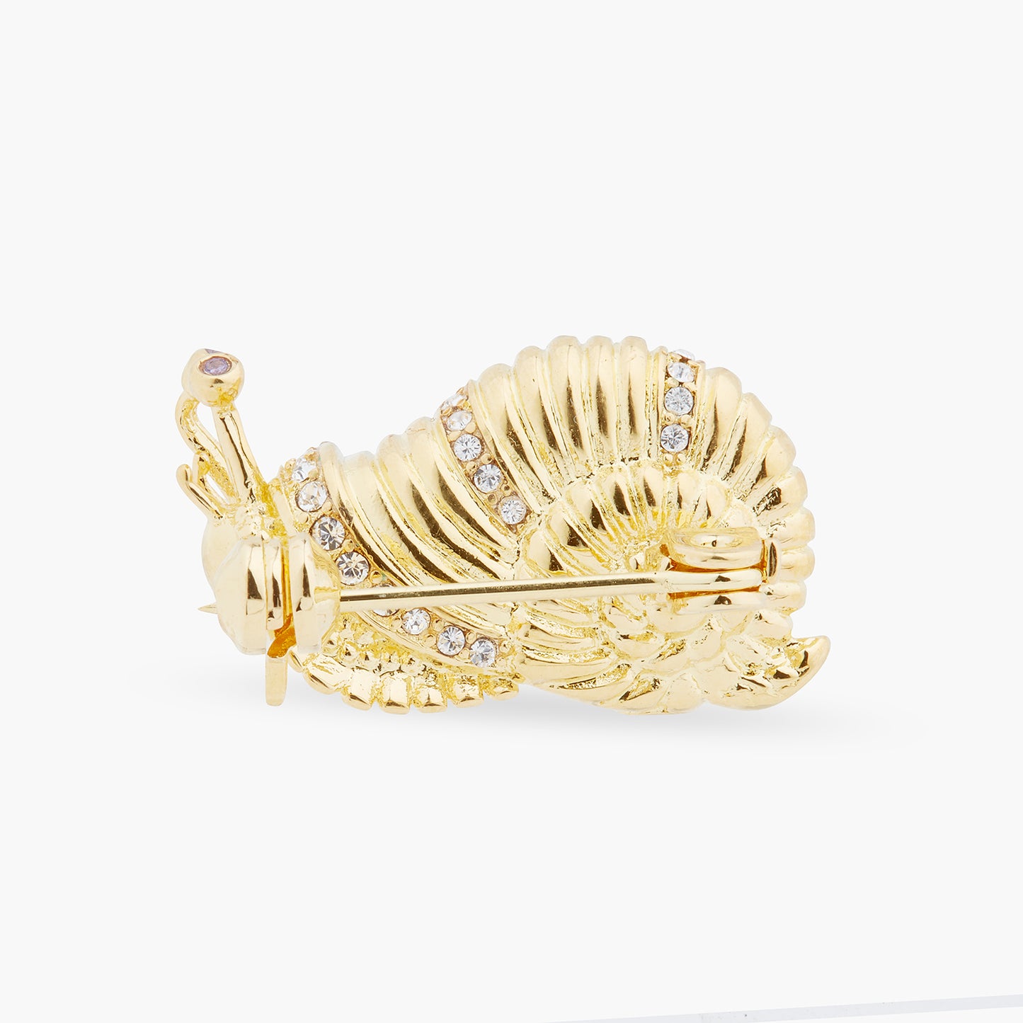 Golden Snail And Faceted Crystal Brooch | ARAM5011