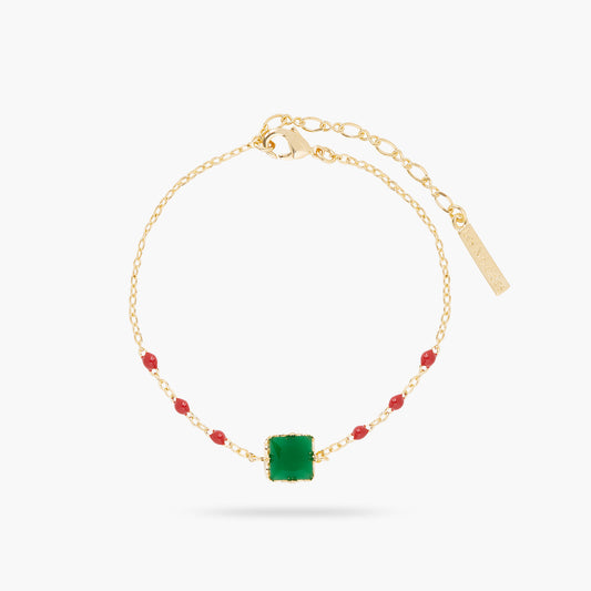 Green Square Stone Thin Bracelet | ARCL2031