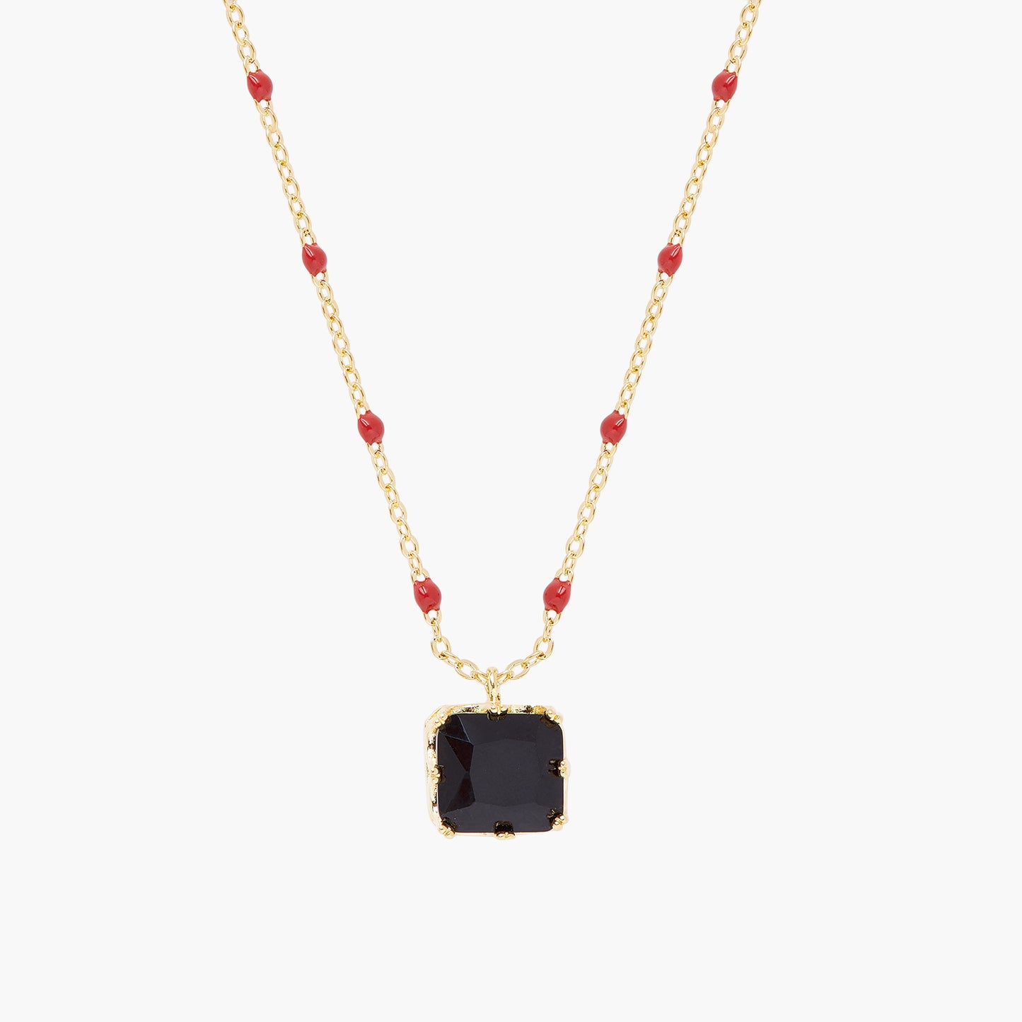 Black Square Stone Pendant Necklace | ARCL3011