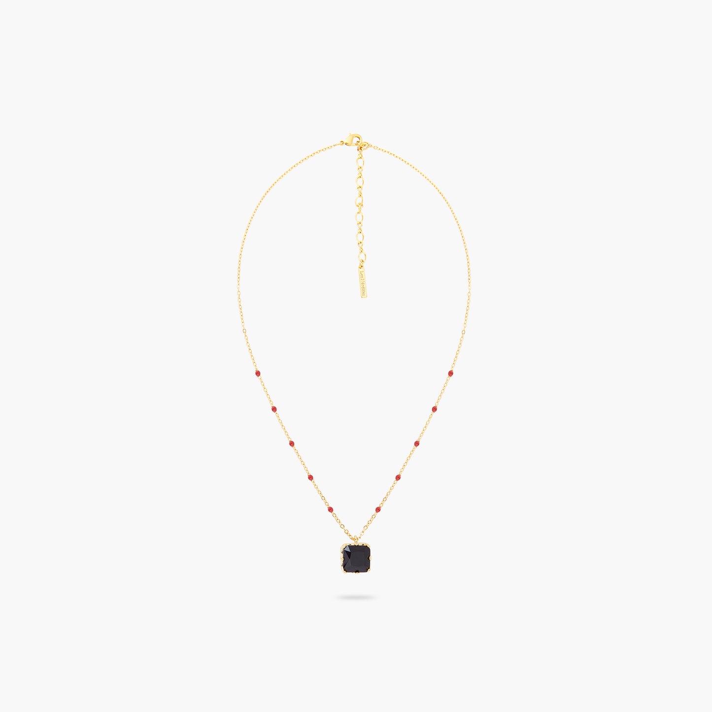 Black Square Stone Pendant Necklace | ARCL3011
