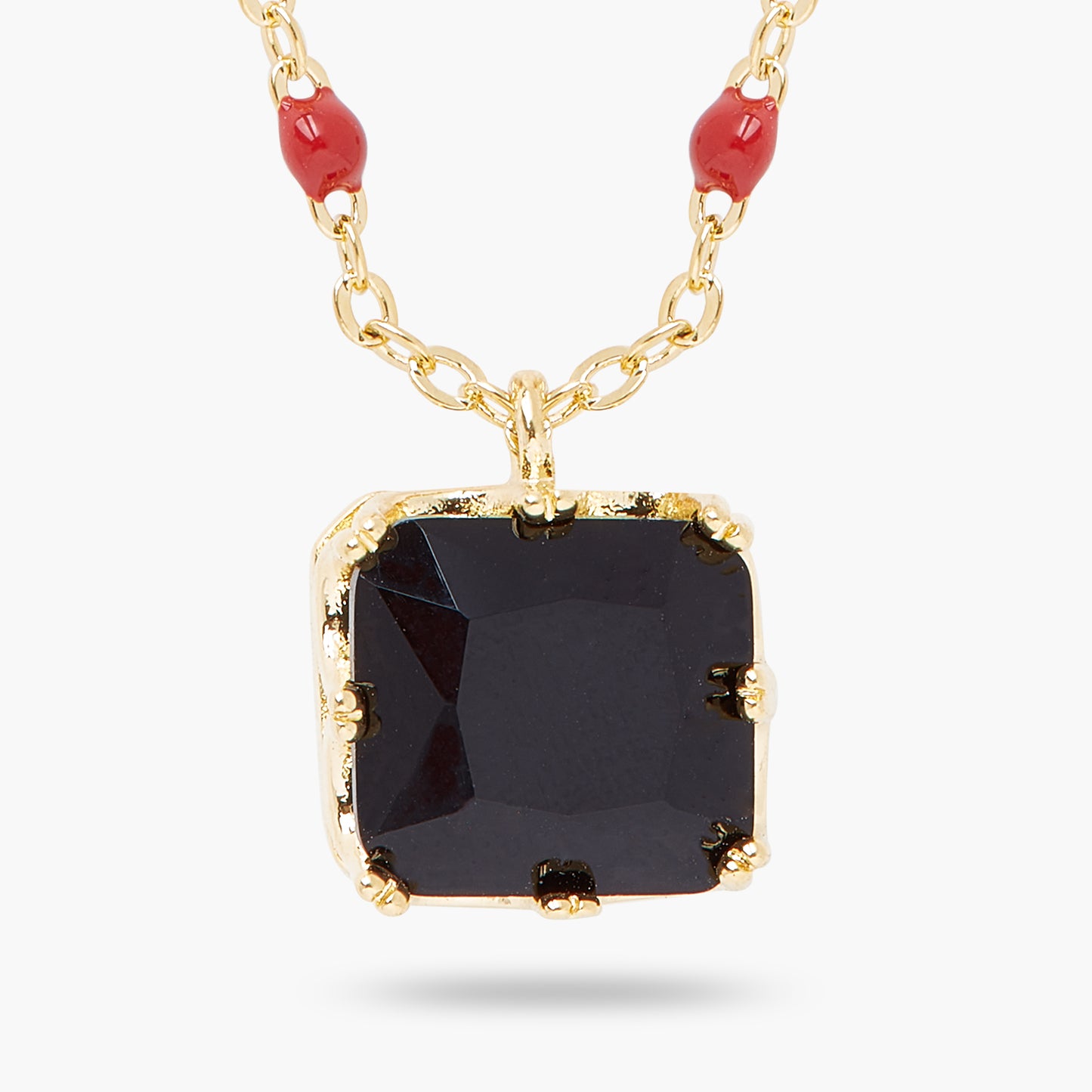 Black Square Stone Pendant Necklace | ARCL3011