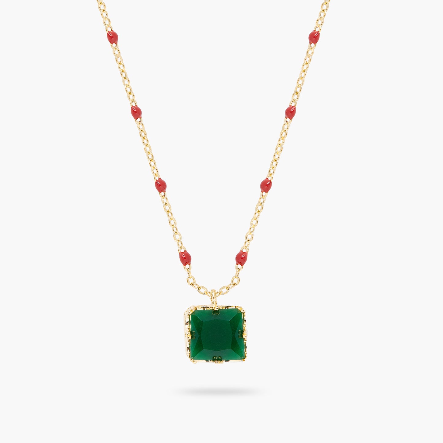 Green Square Stone Pendant Necklace | ARCL3031