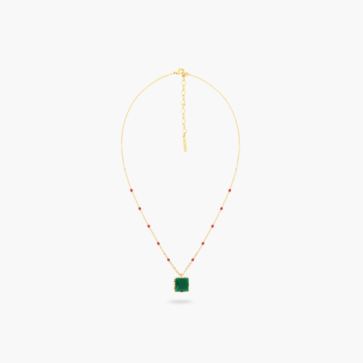 Green Square Stone Pendant Necklace | ARCL3031