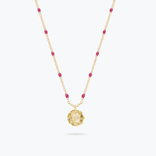 Yellow Round Stone Pendant Necklace | ARCL3041