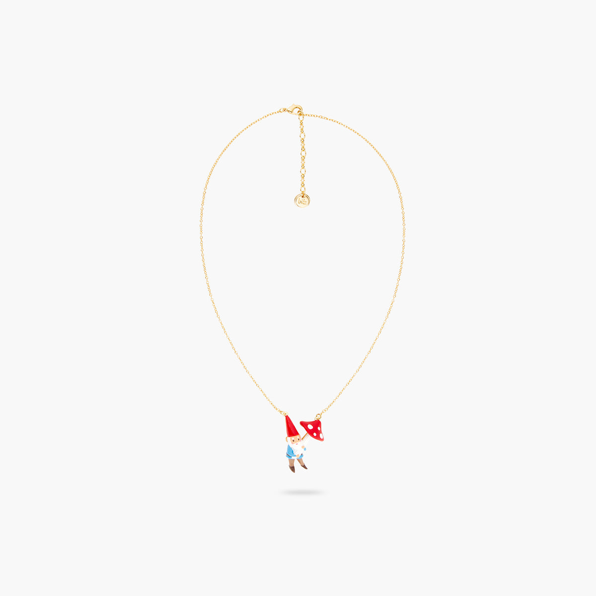 Garden Gnome And Mushroom Pendant Necklace | ARCP3091