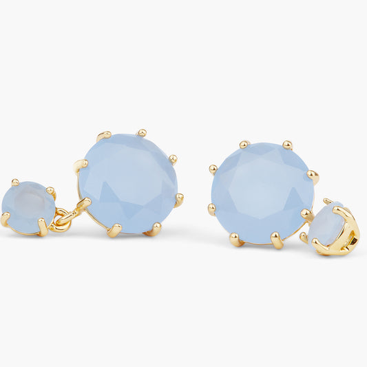 Sky Blue Diamantine 2 Round Stone Earrings | ARLD1261