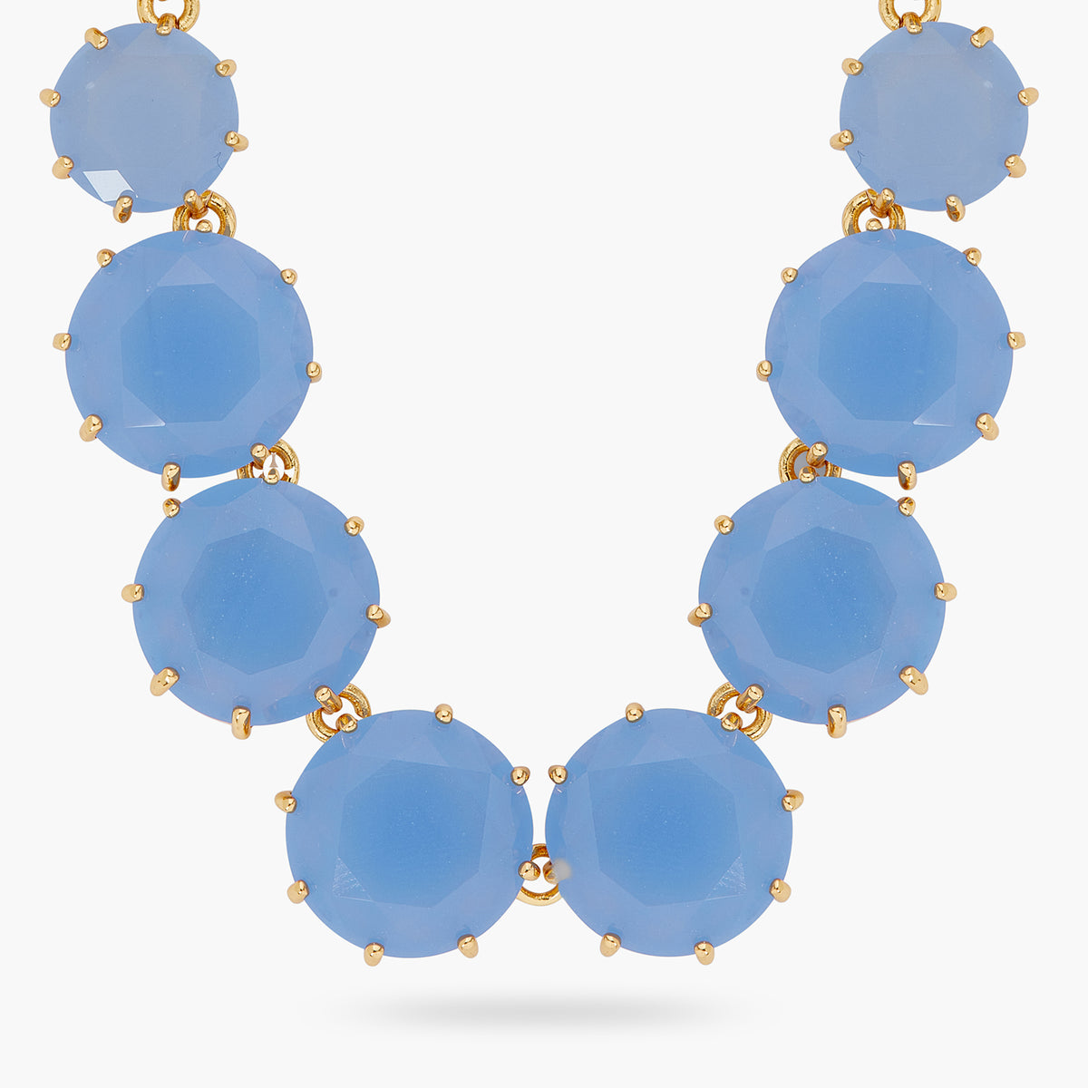 Sky Blue Diamantine Round Stones Long Necklace | arld3511