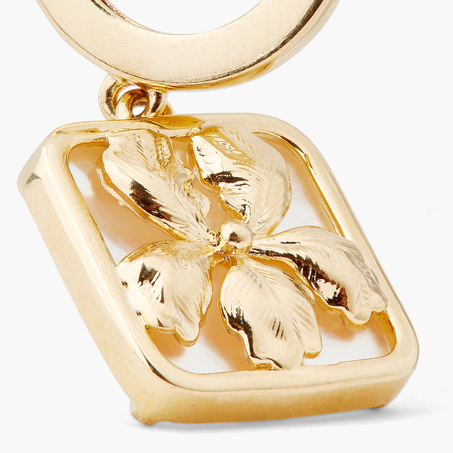 Iris On Mother Of Pearl Plate Earrings