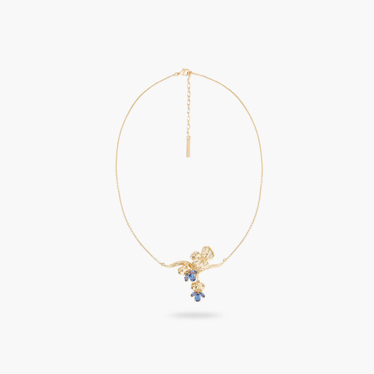 Gold Iris And Blue Crystal Statement Necklace | ARNF3031