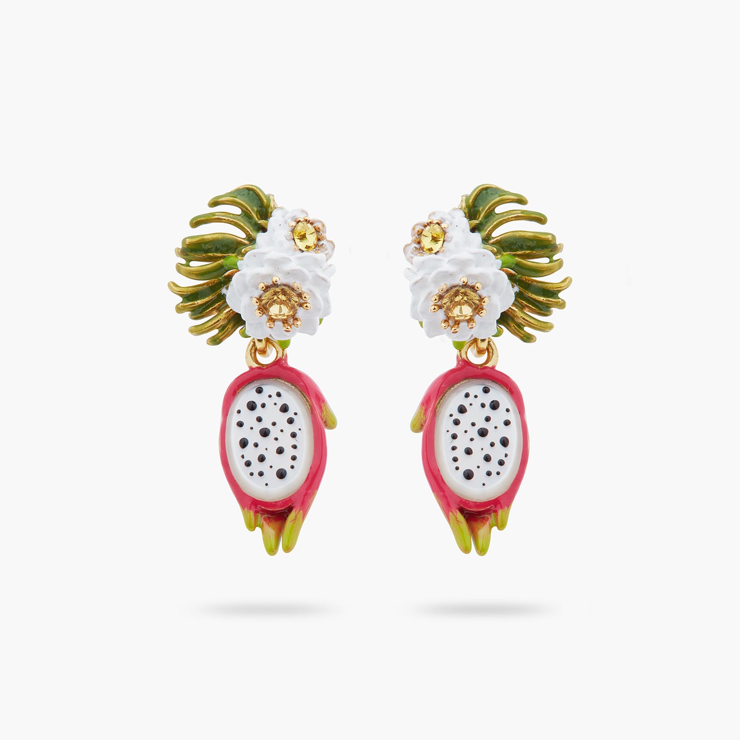 Dragonfruit And Pitaya Flower Dangling Earrings