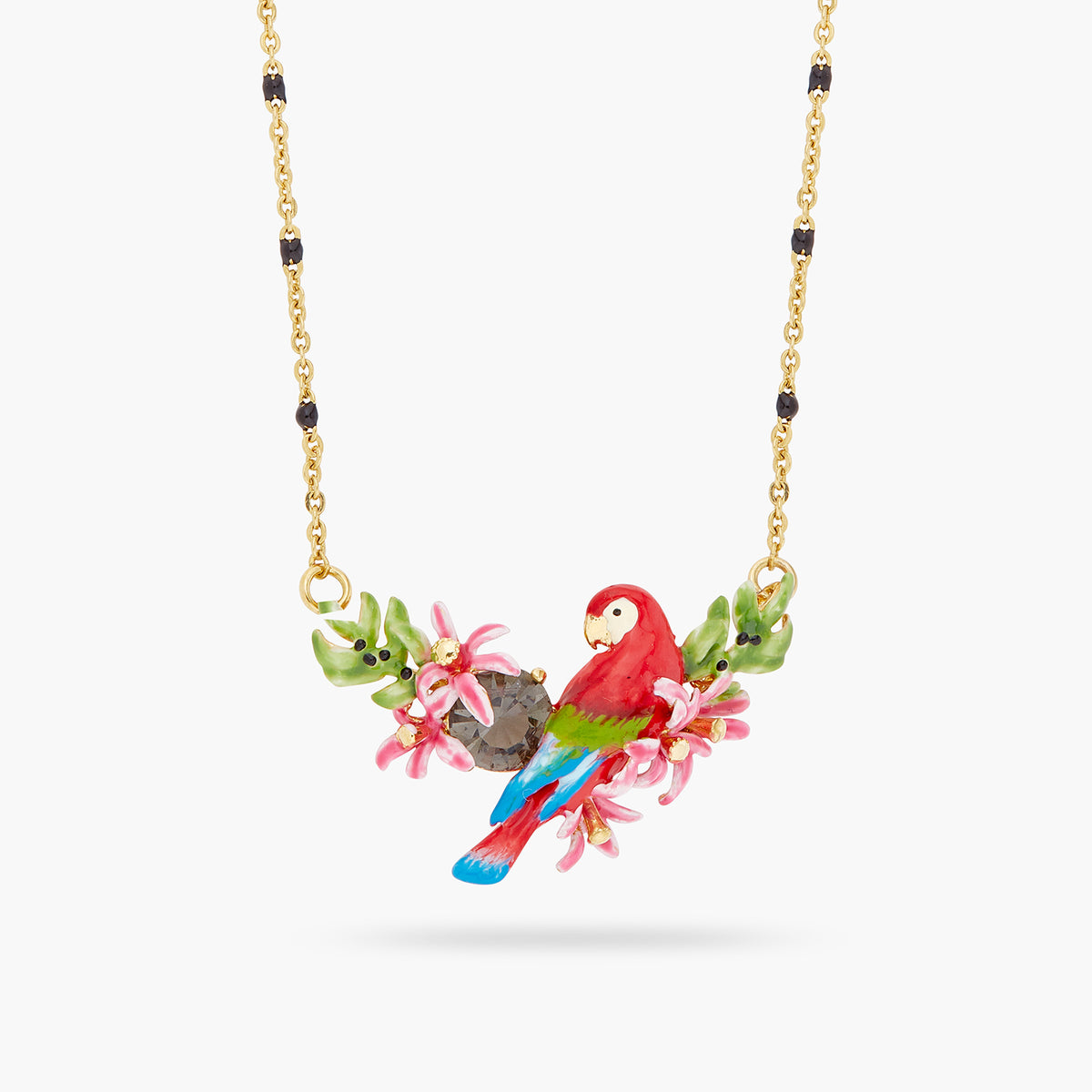 Parrot And Exotic Flower Statement Necklace | ARPA3011